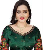Green Satin Half Sleeve Readymade Blouse