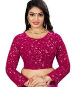 Pink Velvet Embroidered Readymade Blouse