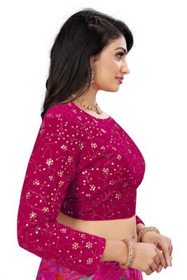 Pink Velvet Embroidered Readymade Blouse 3