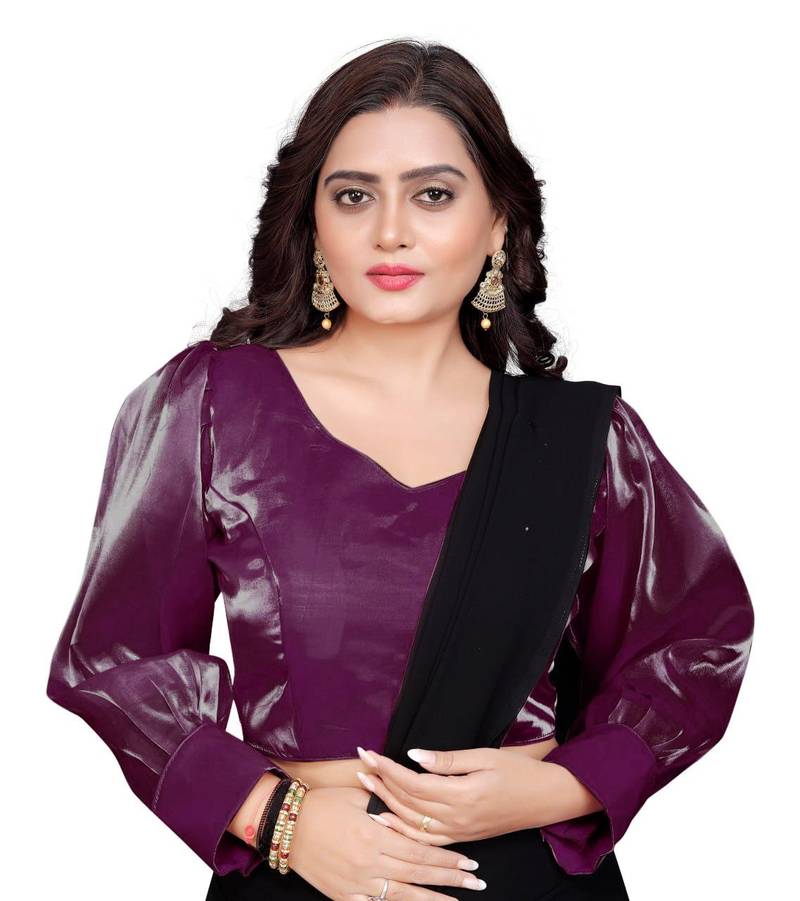 Magenta Soft Organza Zimichoo Blouse with Back Hook Closure