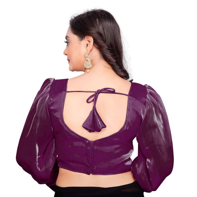 Magenta Soft Organza Zimichoo Blouse with Back Hook Closure