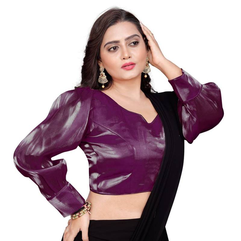 Magenta Soft Organza Zimichoo Blouse with Back Hook Closure