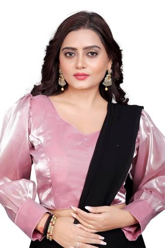 Mauve Soft Organza Zimichoo Blouse with Back Hook Closure