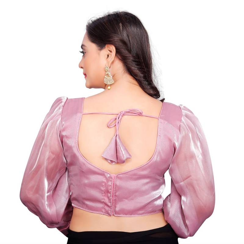 Mauve Soft Organza Zimichoo Blouse with Back Hook Closure