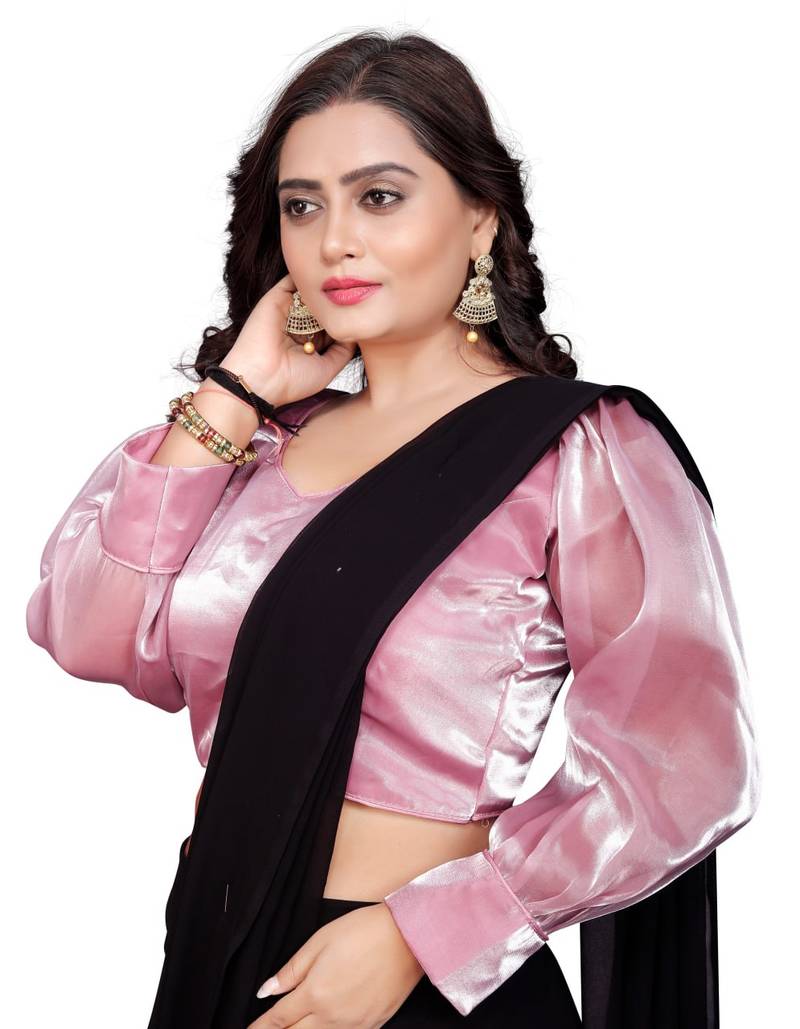 Mauve Soft Organza Zimichoo Blouse with Back Hook Closure