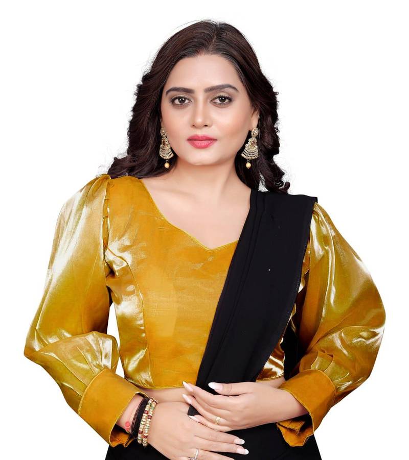 Mustard Soft Organza Zimichoo Blouse with Back Hook Closure