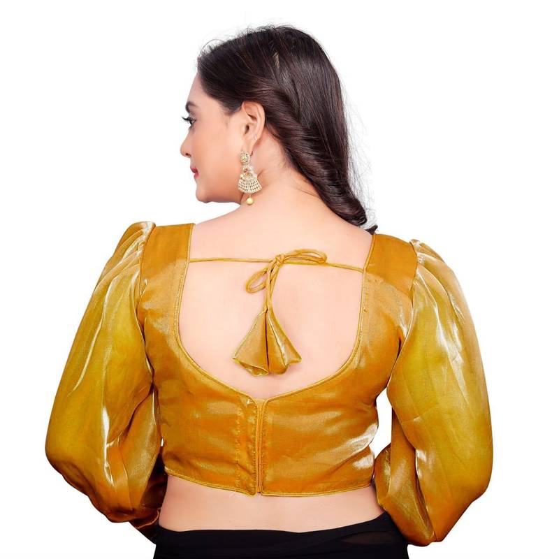 Mustard Soft Organza Zimichoo Blouse with Back Hook Closure