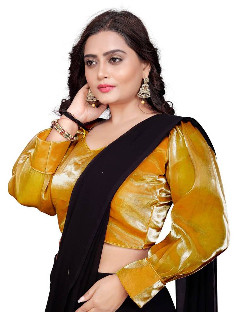 Mustard Soft Organza Zimichoo Blouse with Back Hook Closure