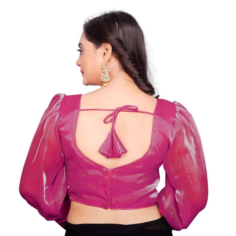 Pink Soft Organza Zimichoo Blouse with Back Hook Closure