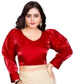 Red Soft Organza Zimichoo Blouse with Back Hook Closure