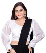 White Soft Organza Zimichoo Blouse with Back Hook Closure