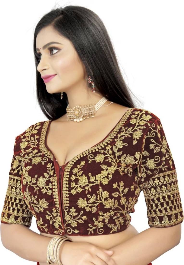 Maroon Premium Tapeta Veavet Blouse