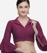 Pink Cotton Blouse with Long Sleeves & Front Hook