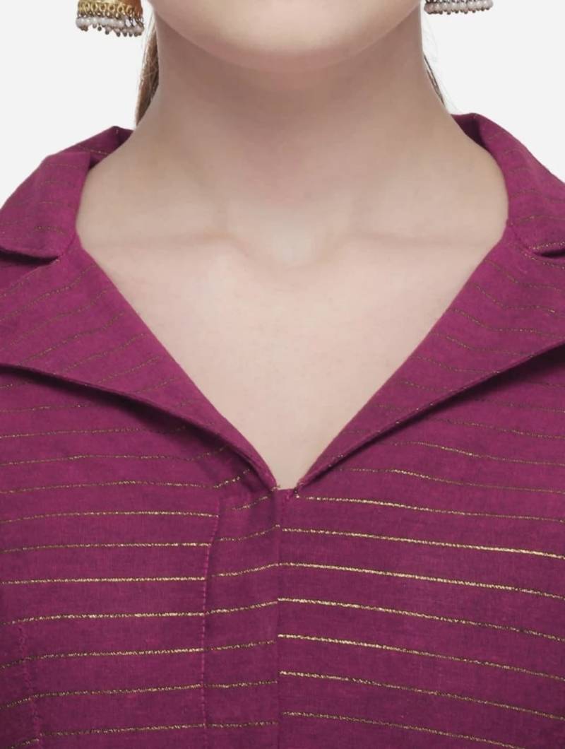 Pink Cotton Blouse with Long Sleeves & Front Hook