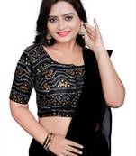 Black Cotton Chunri Blouse with Foil & Front Closure