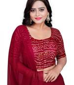 Maroon Cotton Chunri Blouse with Foil & Front Closure