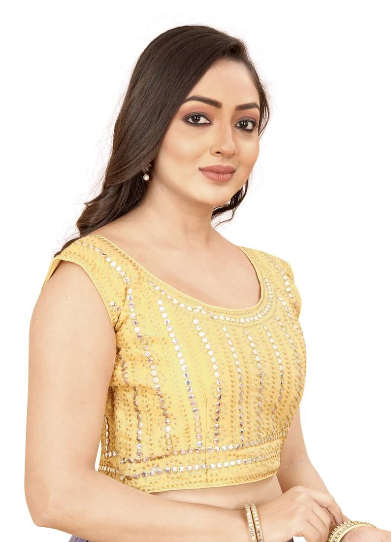 Beige Phantom Silk Blouse with Full Embroidery