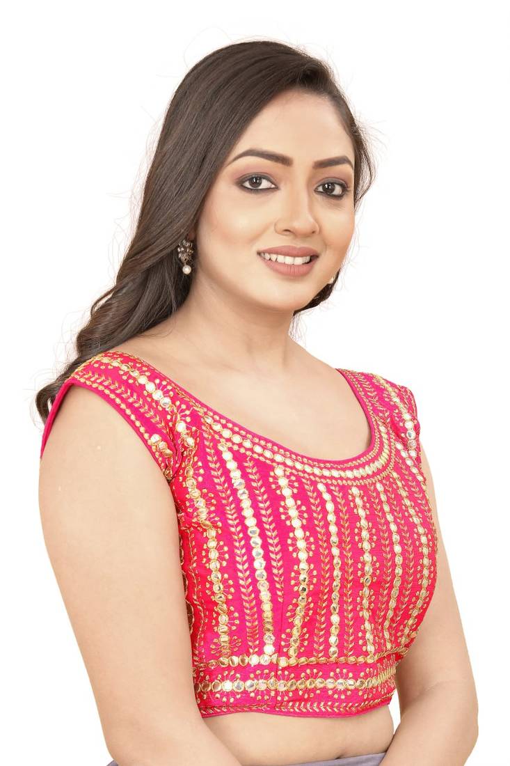 Pink Phantom Silk Blouse with Full Embroidery