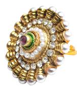 Graceful Pearl & Stone Work Golden Finger  Ring For Women