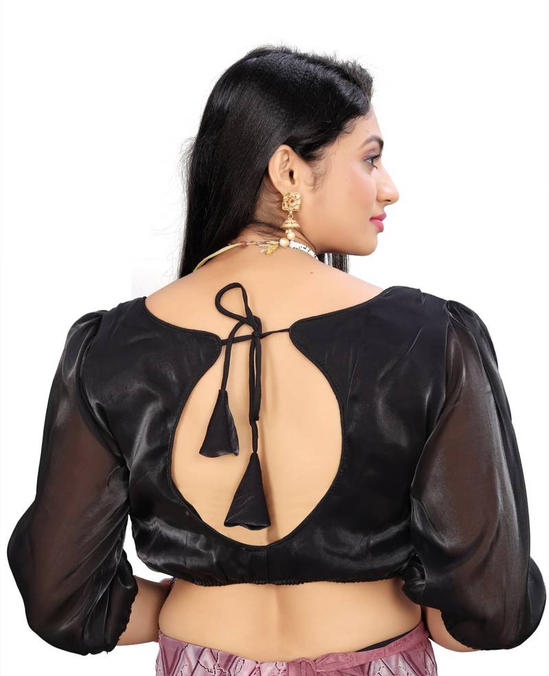 Black Soft Zimichoo Blouse with Organza Fabric