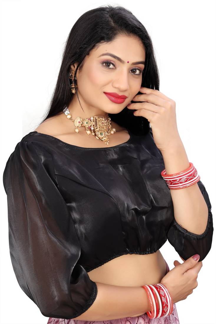 Black Soft Zimichoo Blouse with Organza Fabric