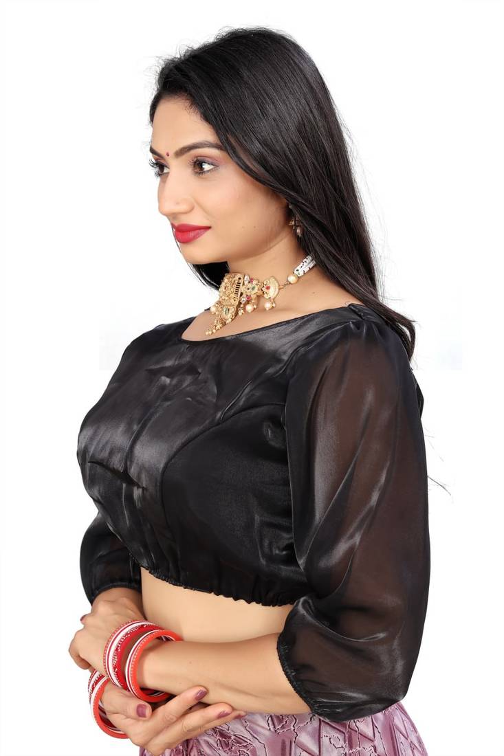 Black Soft Zimichoo Blouse with Organza Fabric