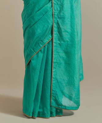 The aqua gold stripes saree 5