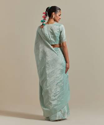 The elegant and subtle mint zari silk saree 2