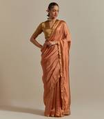 Handloom silk saree with gold zari border and embroidery on pallu