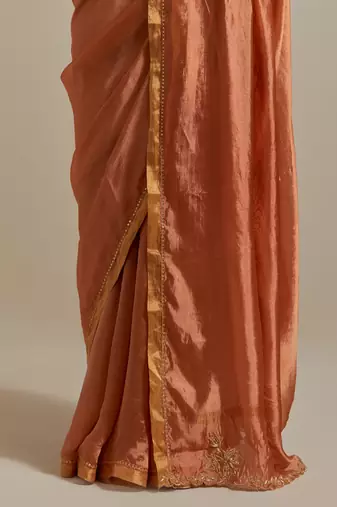 Handloom silk saree with gold zari border and embroidery on pallu