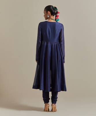 Blue zardozi embroidery anarkali kurta set 4