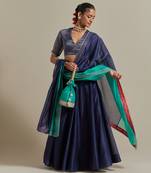 The Blue Chanderi Skirt With Intricate Zardozi Embroidery