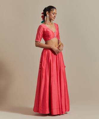 The Embroidered Panelled Chanderi Skirt 3