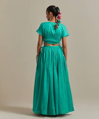 Ethnic Co-Ord Set Consists Of A Cotton Glaze Crop Top 3
