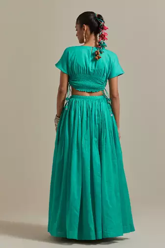 Ethnic Co-Ord Set Consists Of A Cotton Glaze Crop Top