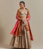 The Beige Zari Blouse With Gathered Skirt