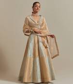 Kalidar Skirt With A Silver And Gold Zari Geometric Pattern All Over.