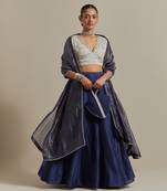 The Blue Chanderi Skirt With The Intricate Zardozi Embroidery