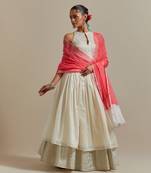 Layered Skirt With An Embroidered Blouse To Match And A Dupatta