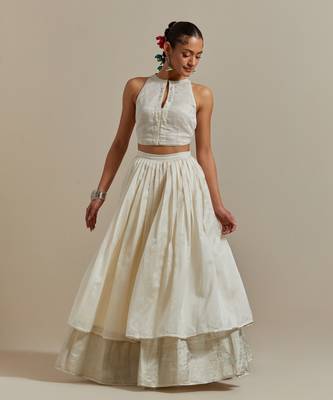 Layered Skirt With An Embroidered Blouse To Match And A Dupatta 2