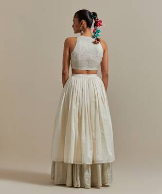 Layered Skirt With An Embroidered Blouse To Match And A Dupatta 4