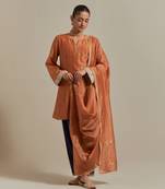 Saffron the saffron brown panelled a line kurta set