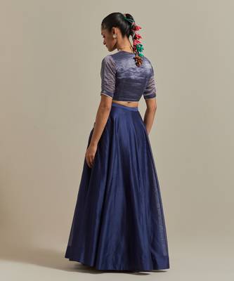The Blue Chanderi Skirt With Intricate Zardozi Embroidery 5