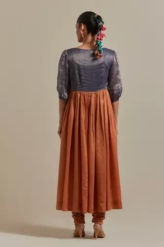 Saffron anarkali kurta dupatta set