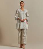 Saffron the silver zari wrap kurta set