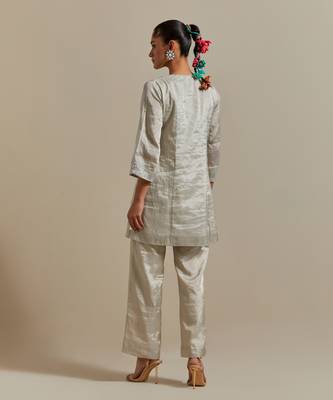 Saffron the silver zari wrap kurta set 2
