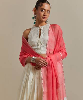 Layered Skirt With An Embroidered Blouse To Match And A Dupatta 5