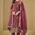 Magenta heavy chinon with 3mm mat sequin embroidered thread work suit