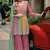 Pink real gerogette sequin embroidered salwar suit (free size)