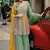 Green real gerogette sequin embroidered salwar suit (free size)